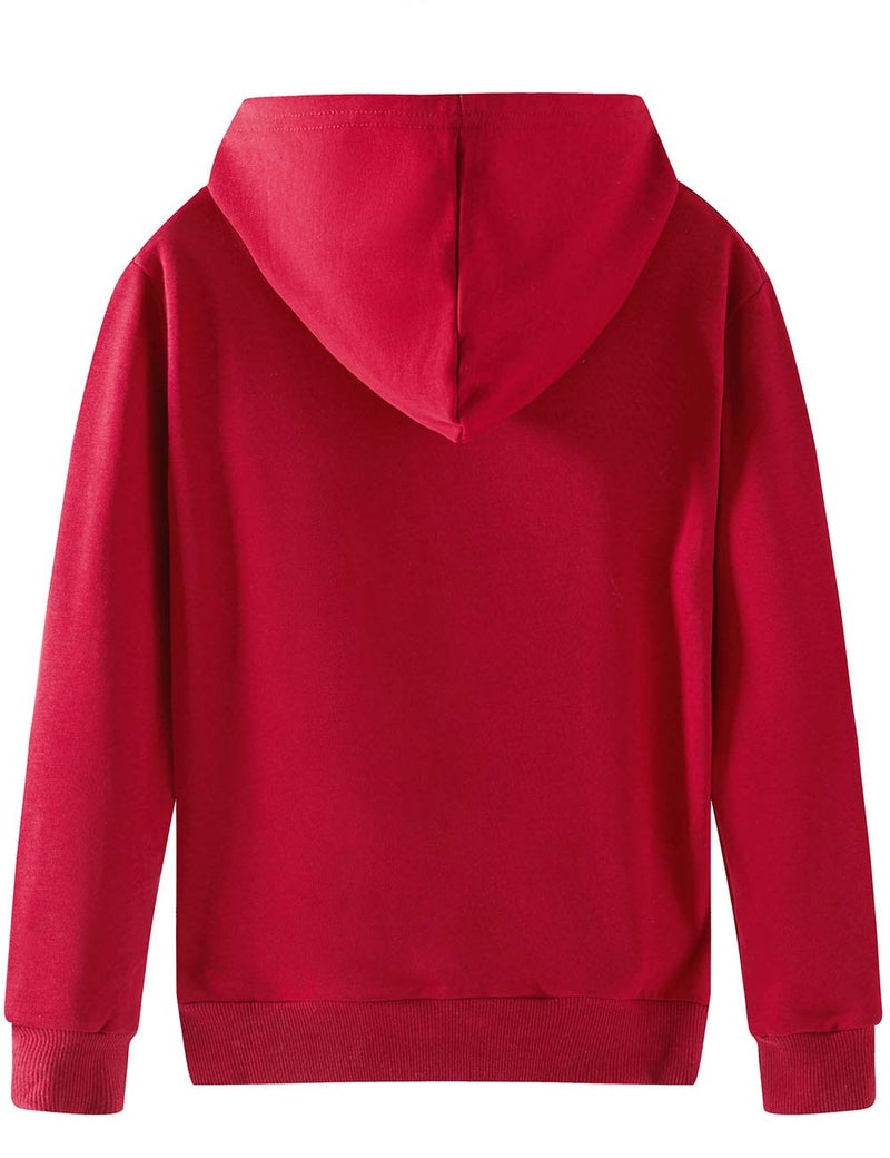 Spring&Gege Youth Solid Pullover Sport Hoodies Soft Kids Hooded Sweatshirts for Boys and Girls Cardinal Size 7-8 Years - Image 2